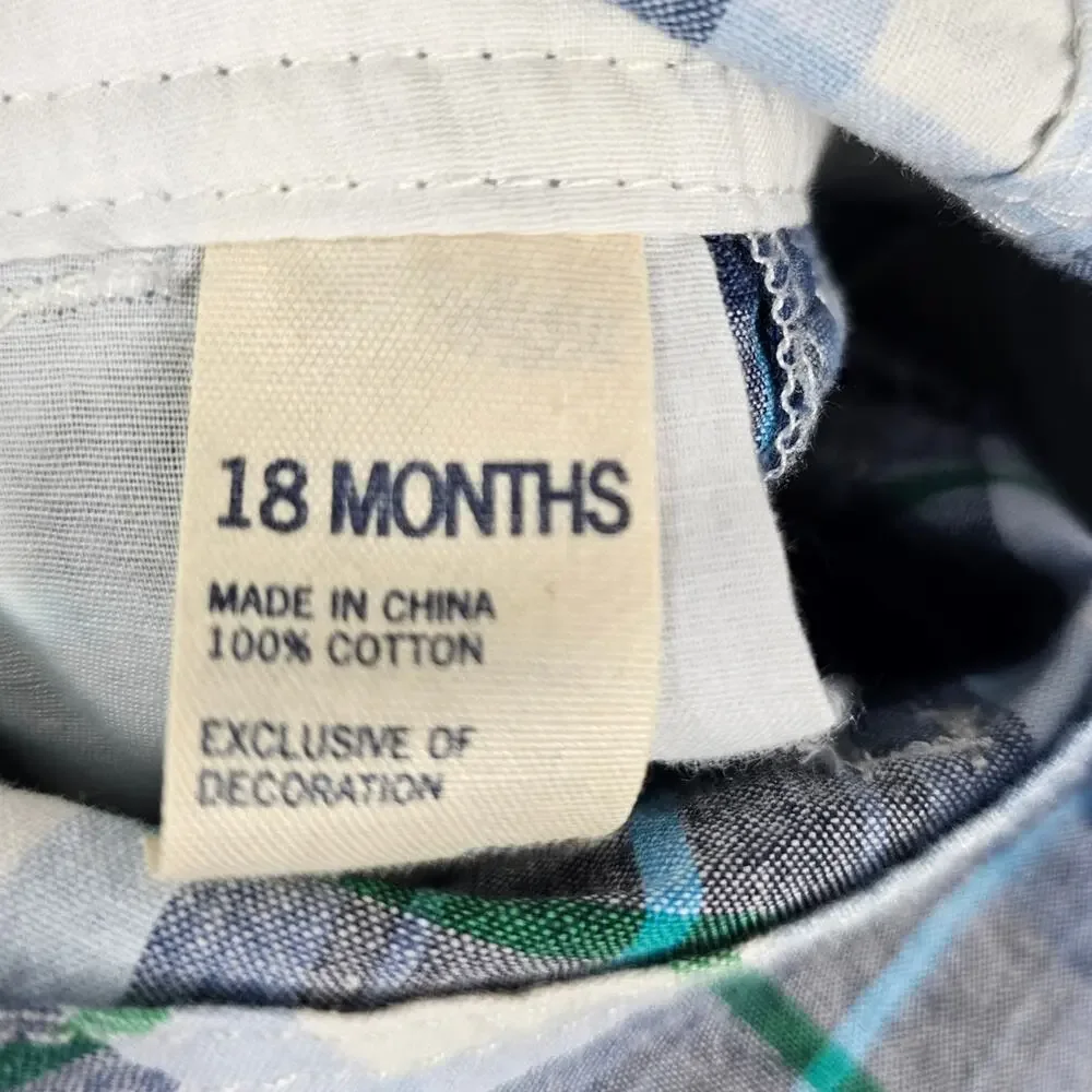 OshKosh B'gosh Blue Plaid Overall Shorts NWT 18 Months